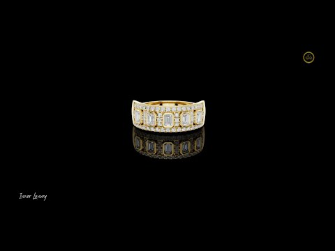 0.76 TCW Sparkling Emerald Cut Lab Grown Diamond Halo Statement Ring Band for Her