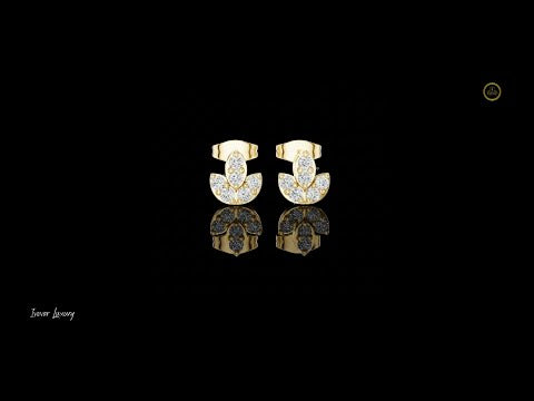 0.36 TCW Lotus Bloom Moissanite Round Cut Diamond Earrings  with Layered Petal Cluster Design