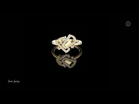 0.24 TCW Charming Moissanite Round Cut Interlocked Heart Diamond  with Pavé Modern Love Statement Ring