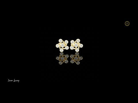 0.39 TCW Golden Pinwheel Swirl Cluster Stud Moissanite Earrings with Dynamic Circular Brilliance For Her