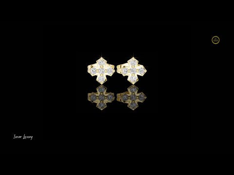 0.18 TCW Refined Geometric Cross Moissanite Diamond Stud Earrings with Five Stone Cluster For Her