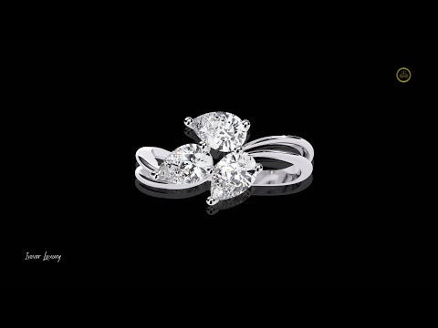 1.06 TCW Eternal Radiance Triple Pear Lab Diamond Ring with Twisted Gold Band for Every Occasions