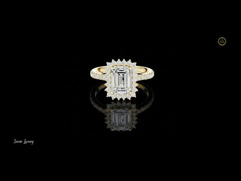 1.92 CT Gorgeous Emerald Cut Halo Lab Grown Diamond Ring For Beautiful Bride