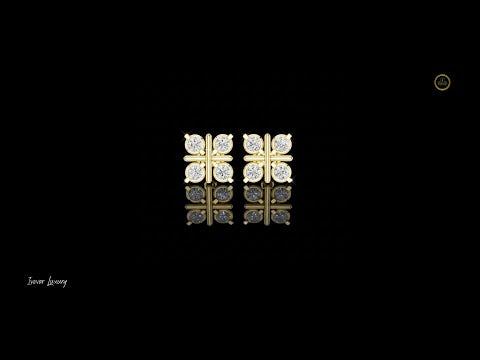 1.32 TCW Contemporary Round Moissanite Diamond Grid Stud Earrings with Round Brilliance