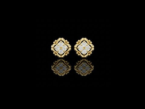 0.52 TCW Ornate Moissanite Diamond Stud Earrings in Sculpted Gold with Floral Beaded Frame