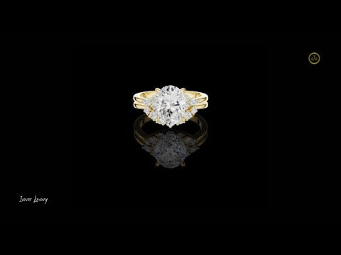 2.50 CT Dazzling Oval Cut Moissanite Diamond Ring with Floral Inspired Halo and Split Shank Band
