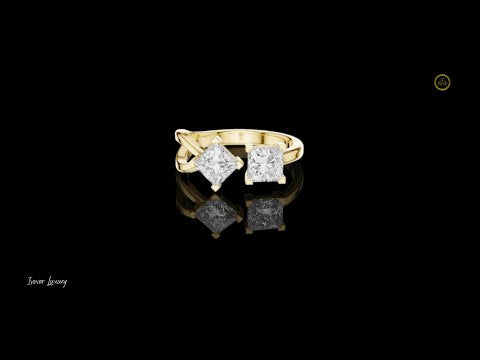 Princess Cut Toi Et Moi Twisted Band Lab Diamond Ring