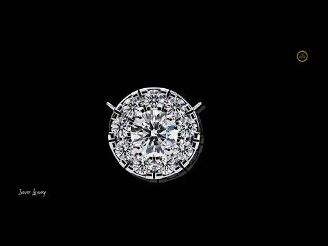 0.10 CT Beautiful Round Cut Moissanite Diamond Pendant with Cluster of Sparkling Accent Diamonds