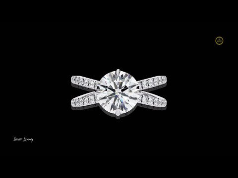2.27 CT Modern Round Cut Moissanite Diamond Ring with Micro Criss Cross Pave Band For Her