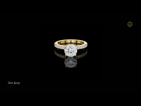0.53 TCW Handcrafted Ring Showcasing a Round Moissanite Diamond with a Pavé Accented Band