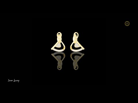 0.13 TCW Modern Gold Infinity Loop Moissanite Round Diamond Stud Earrings with Curved Pave Arc