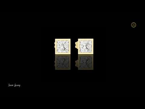 0.88 TCW Luxurious Princess Cut Moissanite Diamond Bezel Set Stud Earring