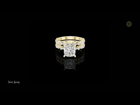 Cushion Cut Lab Diamond Women's Nature Inspired Solitaire Ring Set