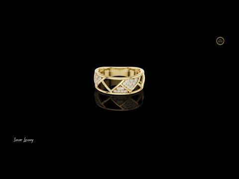0.32 TCW Geometric Round Lab Grown Diamond Band Modern Openwork Triangle Design with Pave Set Ring for Him