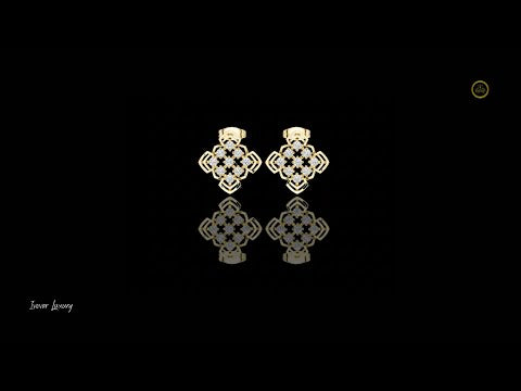 0.63 TCW Ornate Geometric Moissanite Diamond Round Cut Cluster Stud Earrings with Open Motif Detailing