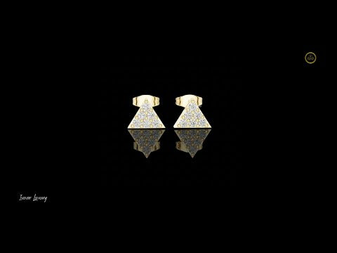 0.42 TCW Geometric Triangle Round Cut Moissanite Diamond Stud Earrings with Pave Set For Gift