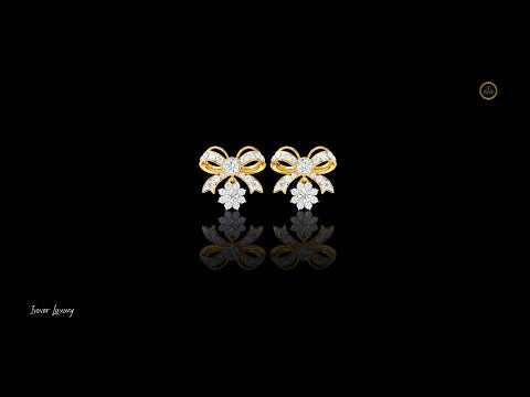 2.21 TCW Unique Moissanite Round Diamond Bow Drop Earrings with Dazzling Pave Detailing and Sparkling Floral Charm