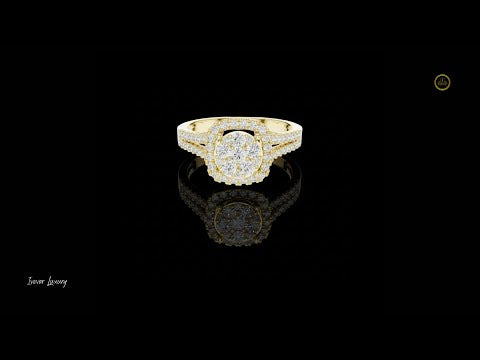 0.82 TCW Luxurious Halo Moissanite Ring Featuring a Radiant Round Diamond Cluster
