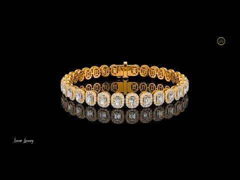 7.04 TCW Luxury Radiant Cut Lab Grown Diamond Halo Bracelet with Articulated Link Design