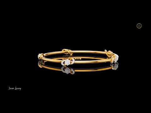 0.51 TCW Designer Gold Floral Lab Grown Round Diamond Bangle Bracelet for Women