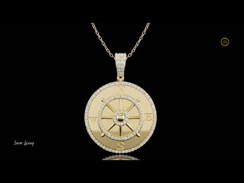 1.41 TCW Classic Lab Grown Diamond Compass Wheel Luxury Navigation Symbol Pendant Fine Jewelry