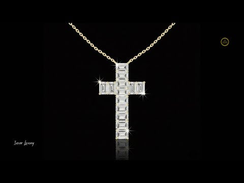 7.00 TCW Lxurious Modern Christian Cross Emerald Cut Lab Grown Diamond Pendant Luxury Jewelry