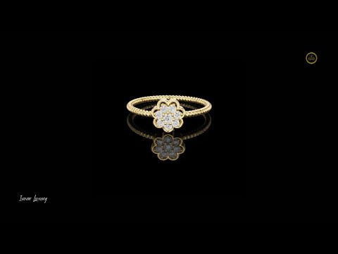 0.13 TCW Bloom Floral Round Moissanite Diamond Cluster with Sculpted Rope Band