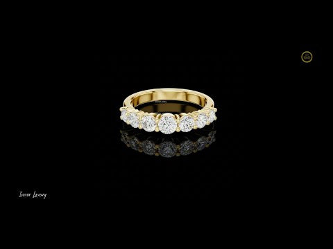 1.09 TCW Fine Jewelry Gold Round Lab Grown Diamond Half Eternity Bridal Band