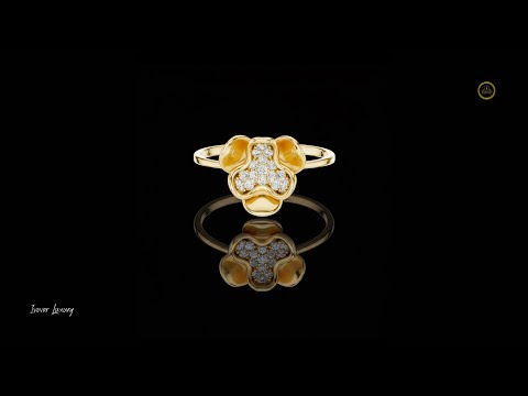 Diamond Paw Print Ring with Round Pave Lab Accents