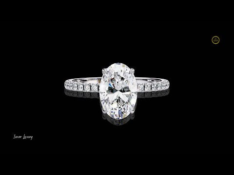 Micro Pave Oval Lab Diamond Solitaire Engagement Ring