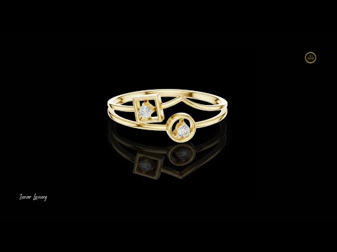 0.04 TCW Modern Geometric Dual-Stone Ring Featuring Round Brilliant Lab Grown Diamonds