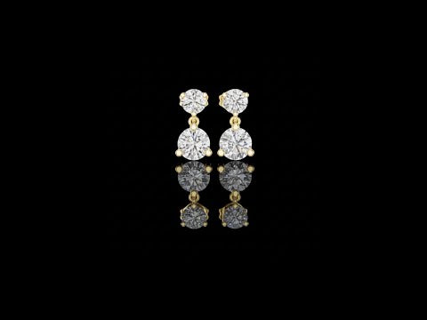 2.00 CT Dual Brilliance Round Moissanite Diamond Drop Earrings with Graduated Two-Stone Design