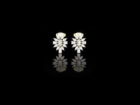 0.25 CT Iconic Moissanite Emerald Cut Diamond Floral Statement Fine Jewelry Earrings