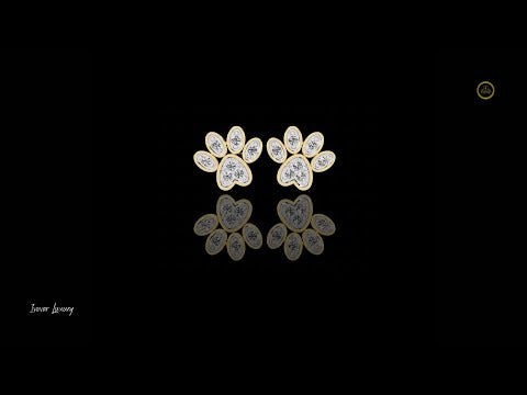 0.18 TCW Charming Paw Shaped Moissanite Earrings with Brilliant Round Diamonds Detailing for Animal Lovers