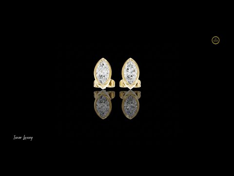 1.00 TCW Minimal Marquise Bezel Moissanite Diamond Stud Earrings with Elongated Navette Silhouette