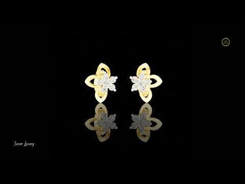 0.18 TCW Celestial Floral Knot Moissanite Diamond Stud Earrings with Petals and Cluster Round CutCenter