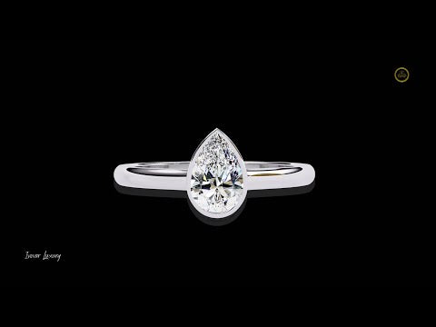 Bezel Set Pear Cut Lab Diamond Solitaire Engagement Ring
