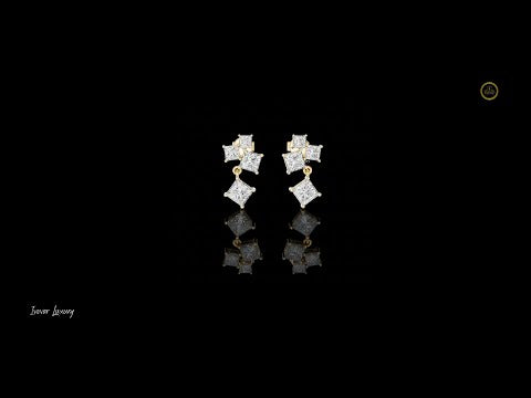 1.01 CT Radiant Prism Princess Cut Moissanite Diamond Drop Earrings with Cluster Accent