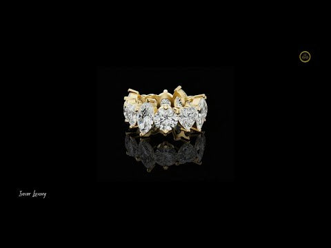 8.83 TCW Mixed Cut Moissanite Diamond Band with Alternating Stones in Sculpted Prong Setting For Bridal