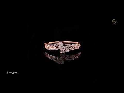 2.78 TCW Elegant Rose Gold Lab Grown Designer Bracelet with Sparkling Pave Detailing and Distinctive Dual Halo Stone