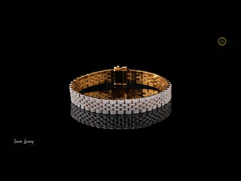 Luxury Lab Grown Diamond Cuban Link Bracelet in Two Tone Gold Iced Pave Diamond Men’s Bracelet