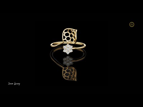 Open Honeycomb Design Leaf Lab Diamond Ring