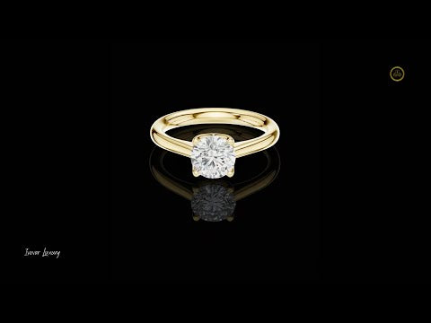 Round Cut Moissanite Diamond Solitaire Ring Four Prong Engagement Ring