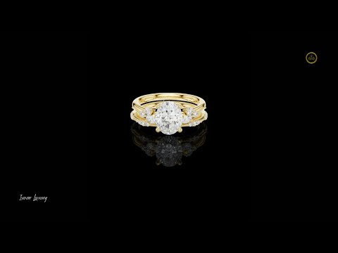 Stunning Oval Cut Lab Diamond Bridal Ring Set
