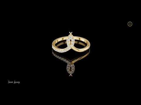0.13 TCW Harmony Halo Moissanite Loop Ring in Polished Gold Pavé Band with Sparkling Round Stones