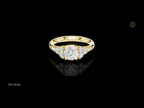 0.93 CT Eye-Catching Elegant Sparkle Cluster Stunning Round Cut Moissanite Diamond Gold Ring