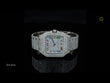 Full Iced Out Diamond Square Watch with Rainbow Roman Dial & Diamond Bezel