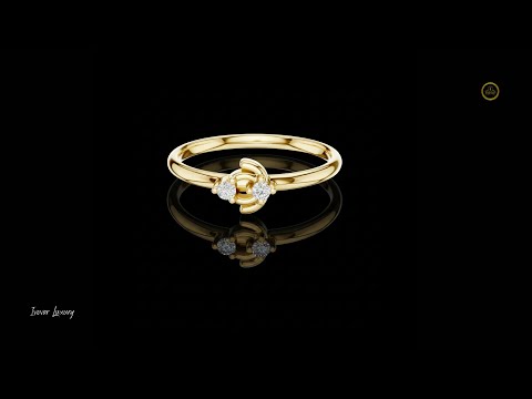 0.03 TCW Minimalist Crescent Embrace Moissanite Ring with Dual Round Diamond Accents
