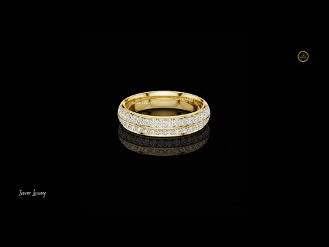 Double Row Round Cut Lab Diamond Pave Wedding Ring Band