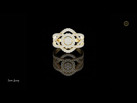 Halo Round Cut Moissanite Diamond Cluster Ring With Pave Setting